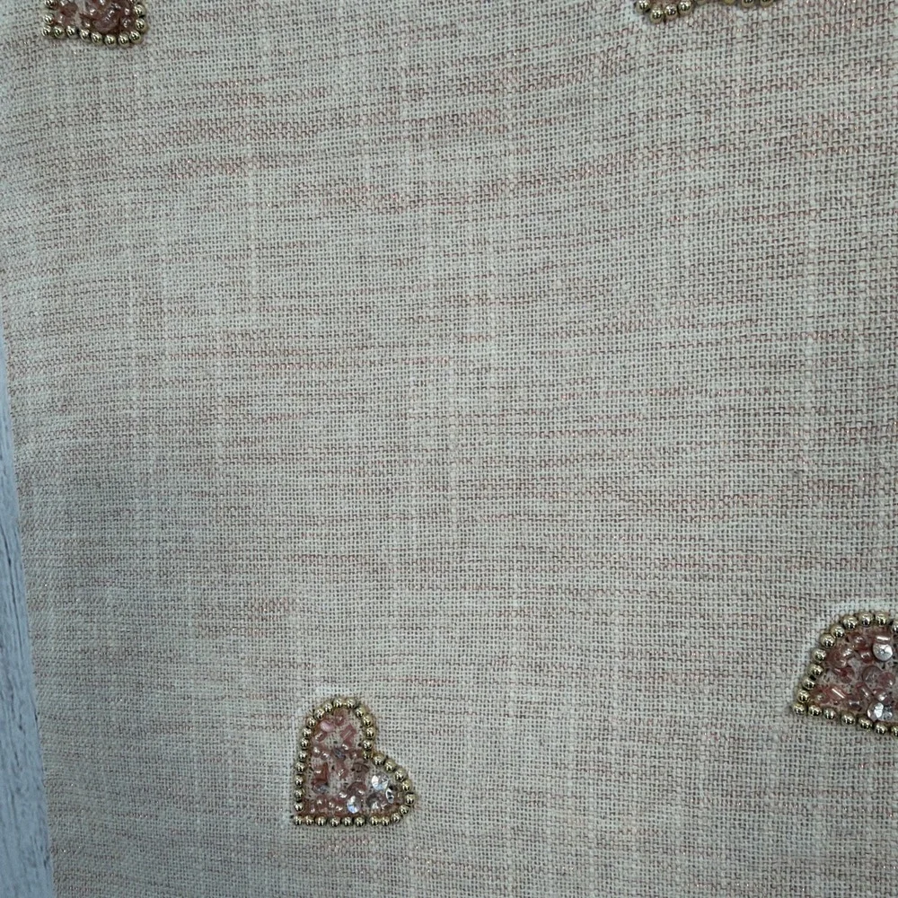 Cupcakes and Cashmere Table Runner Valentine's Pink Gold Metallic Beaded Hearts